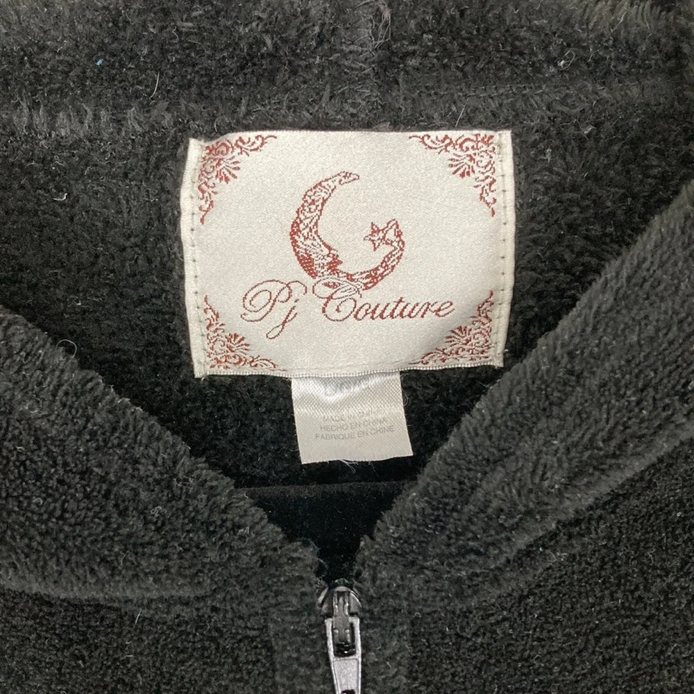 PJ Couture Women’s Black Kitty Fleece Onesie Pajamas sz Large